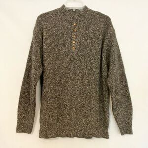 Alps heavy thick knit winter sweater size XL in brown, black, and off-white.